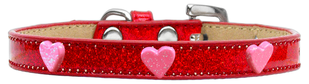 Pink Glitter Heart Widget Dog Collar Red Ice Cream Size 18